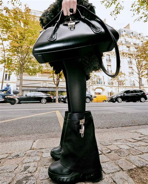 givenchy black leather ankle boots|Givenchy shark lock biker boots.